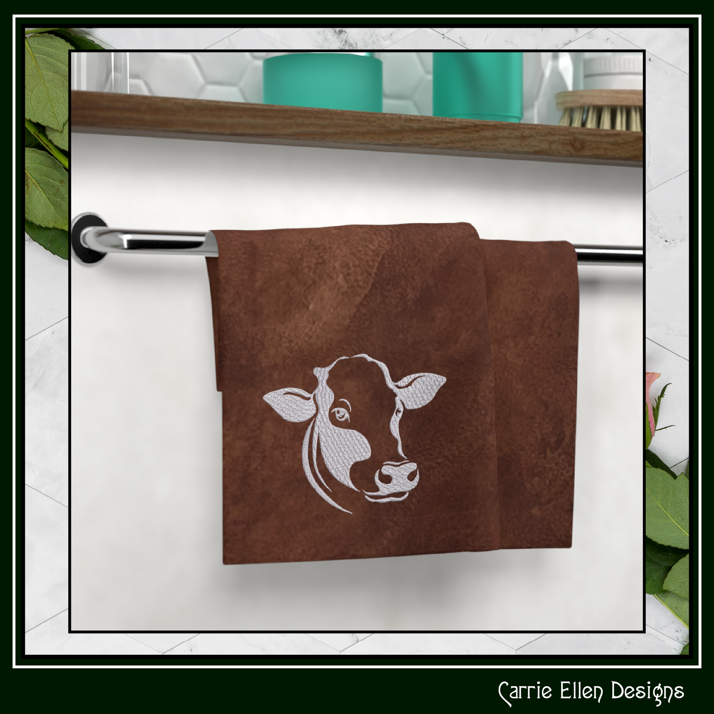 Cow Head Profile – Farm Animal Machine Embroidery Design | Rustic Western Livestock Art, 6 Sizes (3822)