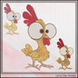 Funny Bug-Eyed Chicken Machine Embroidery Design | Cartoon Chicken Embroidery File | Farm Animal Stitch Pattern, 6 Sizes, (3824)