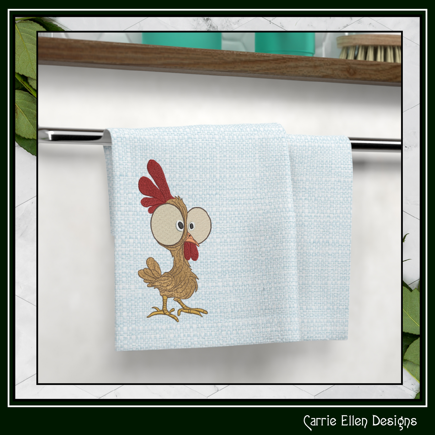 Funny Bug-Eyed Chicken Machine Embroidery Design | Cartoon Chicken Embroidery File | Farm Animal Stitch Pattern, 6 Sizes, (3824)
