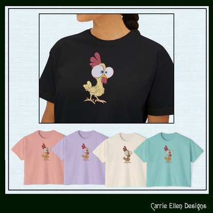 Funny Bug-Eyed Chicken Machine Embroidery Design | Cartoon Chicken Embroidery File | Farm Animal Stitch Pattern, 6 Sizes, (3824)