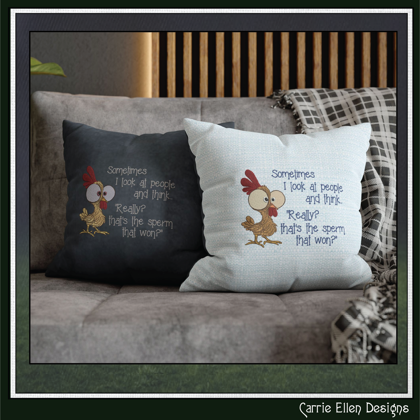 Sometimes I Look at People Machine Embroidery Design | Funny Adult Humor Chicken Quote Stitch File, 6 Sizes (3825)