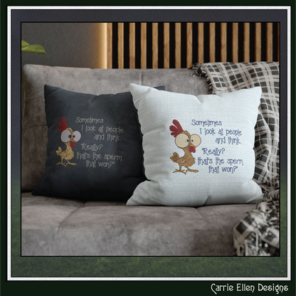 Sometimes I Look at People Machine Embroidery Design | Funny Adult Humor Chicken Quote Stitch File, 6 Sizes (3825)