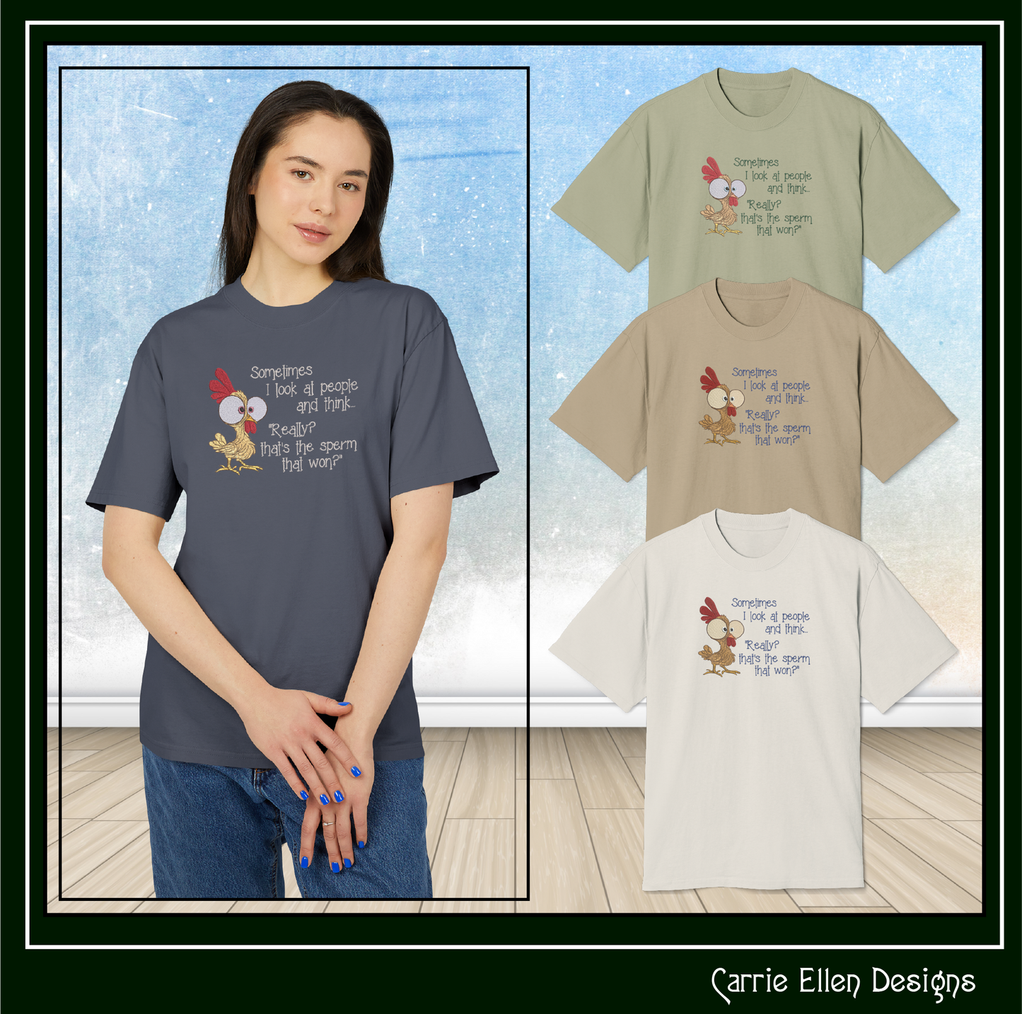 Sometimes I Look at People Machine Embroidery Design | Funny Adult Humor Chicken Quote Stitch File, 6 Sizes (3825)
