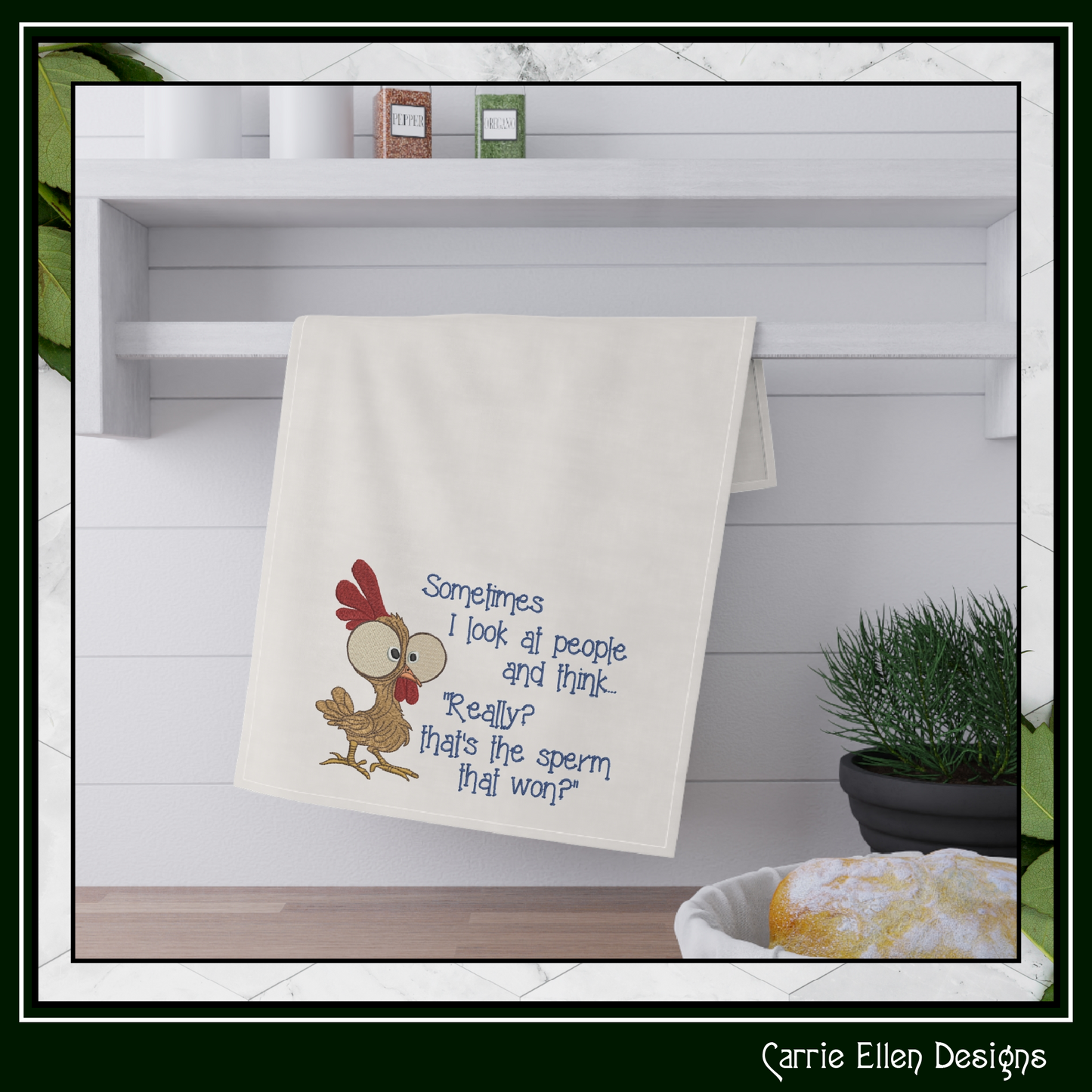 Sometimes I Look at People Machine Embroidery Design | Funny Adult Humor Chicken Quote Stitch File, 6 Sizes (3825)