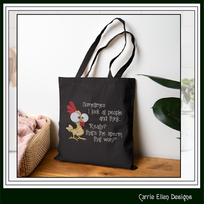 Sometimes I Look at People Machine Embroidery Design | Funny Adult Humor Chicken Quote Stitch File, 6 Sizes (3825)