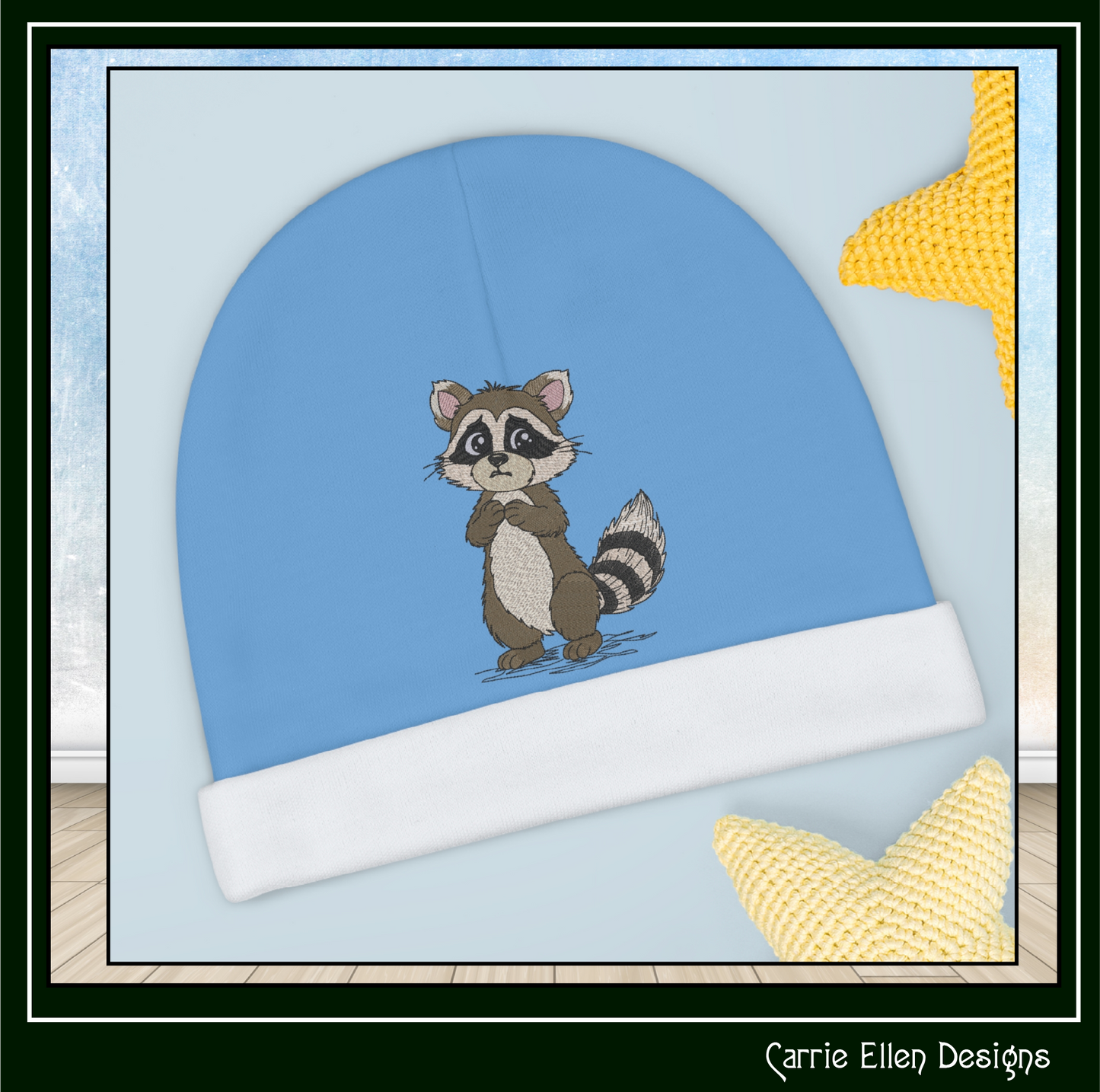 Worried Raccoon Machine Embroidery Design | Cute Anxious Woodland Animal Stitch File, 6 Sizes (3828)