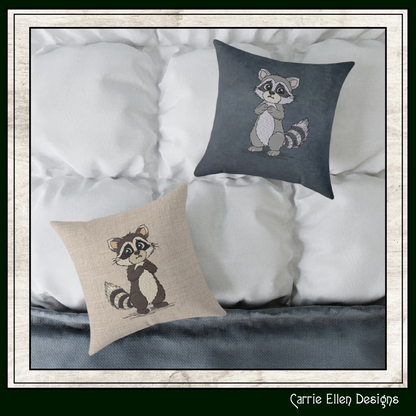 Worried Raccoon Machine Embroidery Design | Cute Anxious Woodland Animal Stitch File, 6 Sizes (3828)