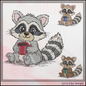 Raccoon With Warm Coffee Machine Embroidery Design | Cute Cozy Cartoon Raccoon Stitch File, 6 Sizes (3831)