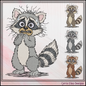 Nervous Raccoon Machine Embroidery Design | Cute Anxious Cartoon Raccoon Stitch File, 6 Sizes (3838)