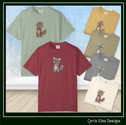 Nervous Raccoon Machine Embroidery Design | Cute Anxious Cartoon Raccoon Stitch File, 6 Sizes (3838)