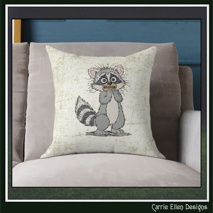 Nervous Raccoon Machine Embroidery Design | Cute Anxious Cartoon Raccoon Stitch File, 6 Sizes (3838)