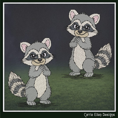 Devious Raccoon Machine Embroidery Design | Funny Mischievous Cartoon Raccoon Stitch File, 6 Sizes (3840)