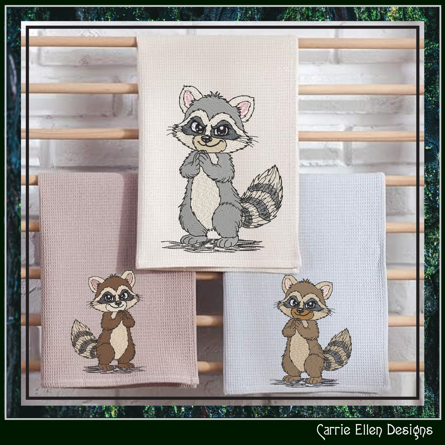 Devious Raccoon Machine Embroidery Design | Funny Mischievous Cartoon Raccoon Stitch File, 6 Sizes (3840)