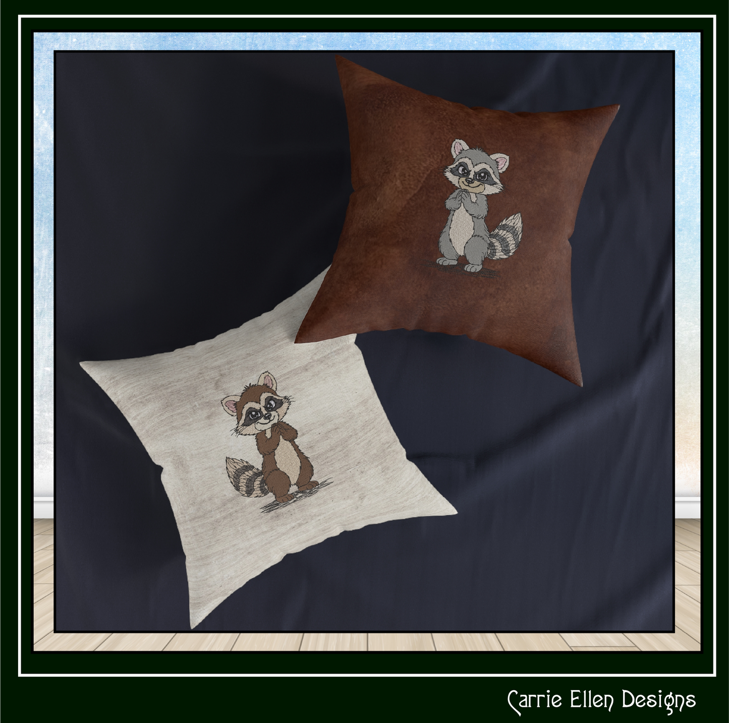Devious Raccoon Machine Embroidery Design | Funny Mischievous Cartoon Raccoon Stitch File, 6 Sizes (3840)