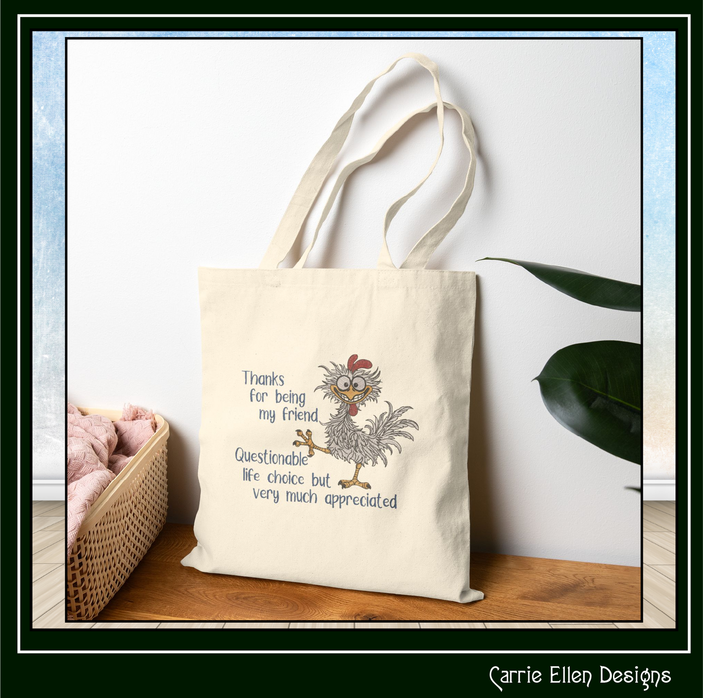 Questionable Life Choice – Funny Chicken Machine Embroidery Design | Snarky Friendship Humor, 6 Sizes (3842)