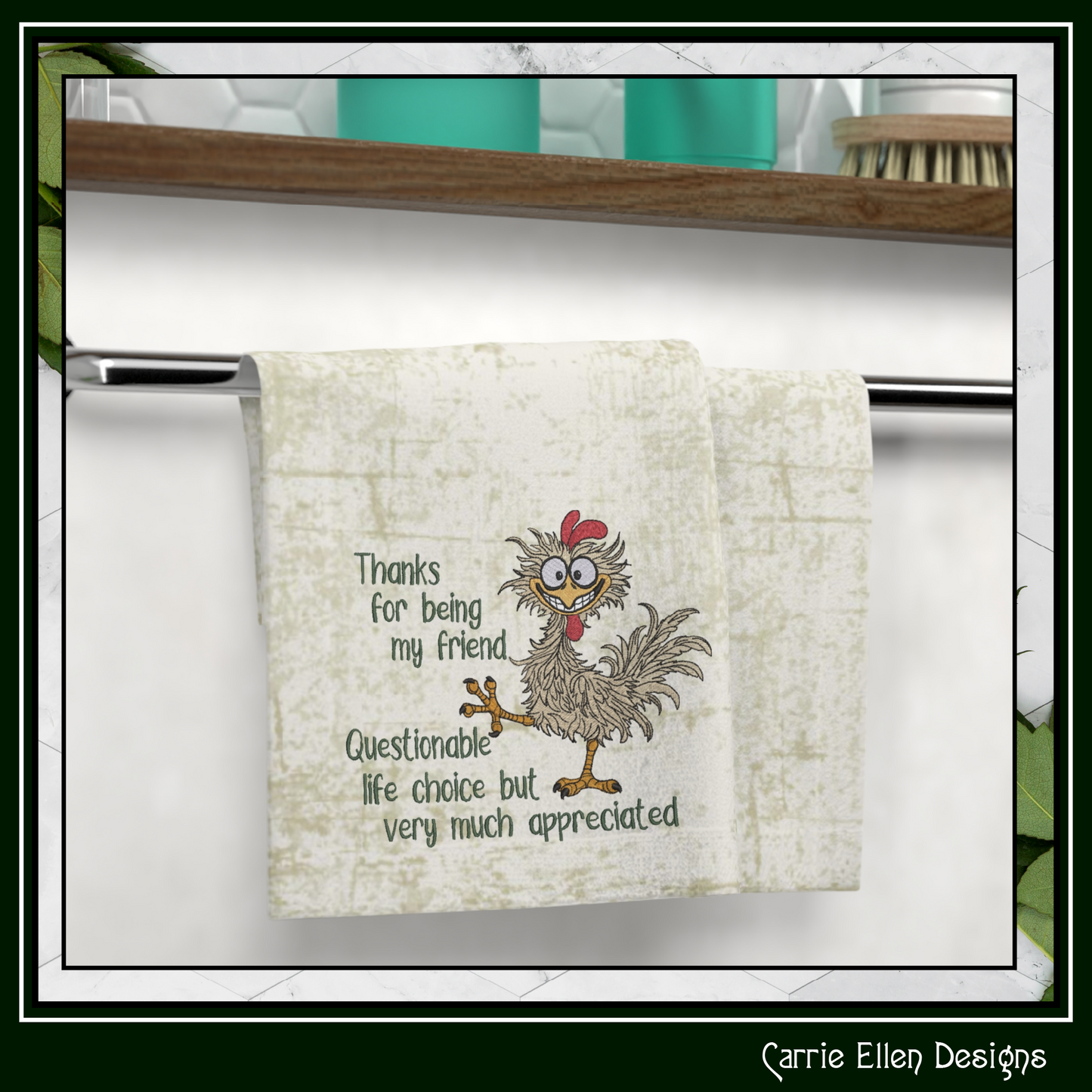 Questionable Life Choice – Funny Chicken Machine Embroidery Design | Snarky Friendship Humor, 6 Sizes (3842)