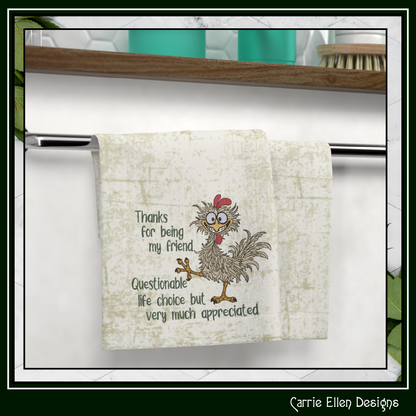 Questionable Life Choice – Funny Chicken Machine Embroidery Design | Snarky Friendship Humor, 6 Sizes (3842)