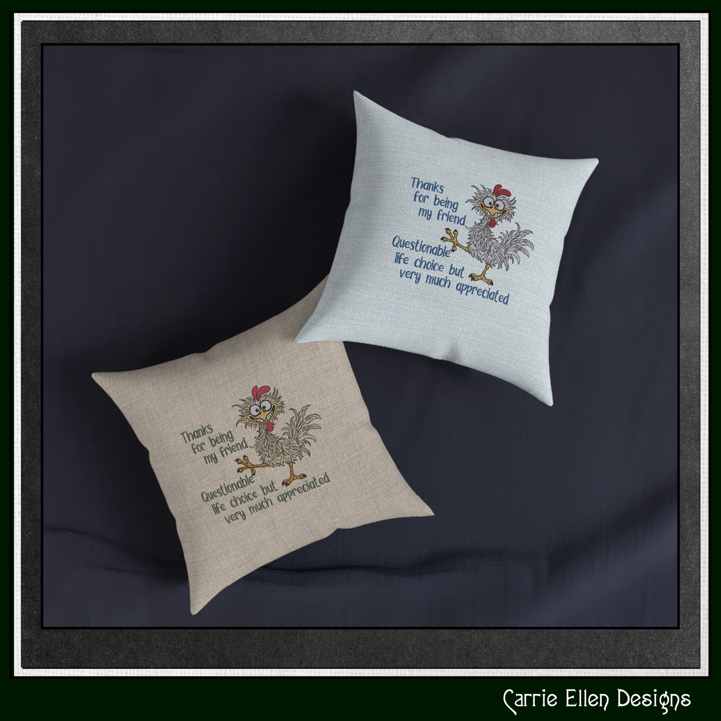 Questionable Life Choice – Funny Chicken Machine Embroidery Design | Snarky Friendship Humor, 6 Sizes (3842)