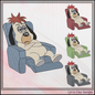 Lazy Reclining Dog Machine Embroidery Design | Funny Relaxed Cartoon Dog Stitch File, 6 Sizes (3844)
