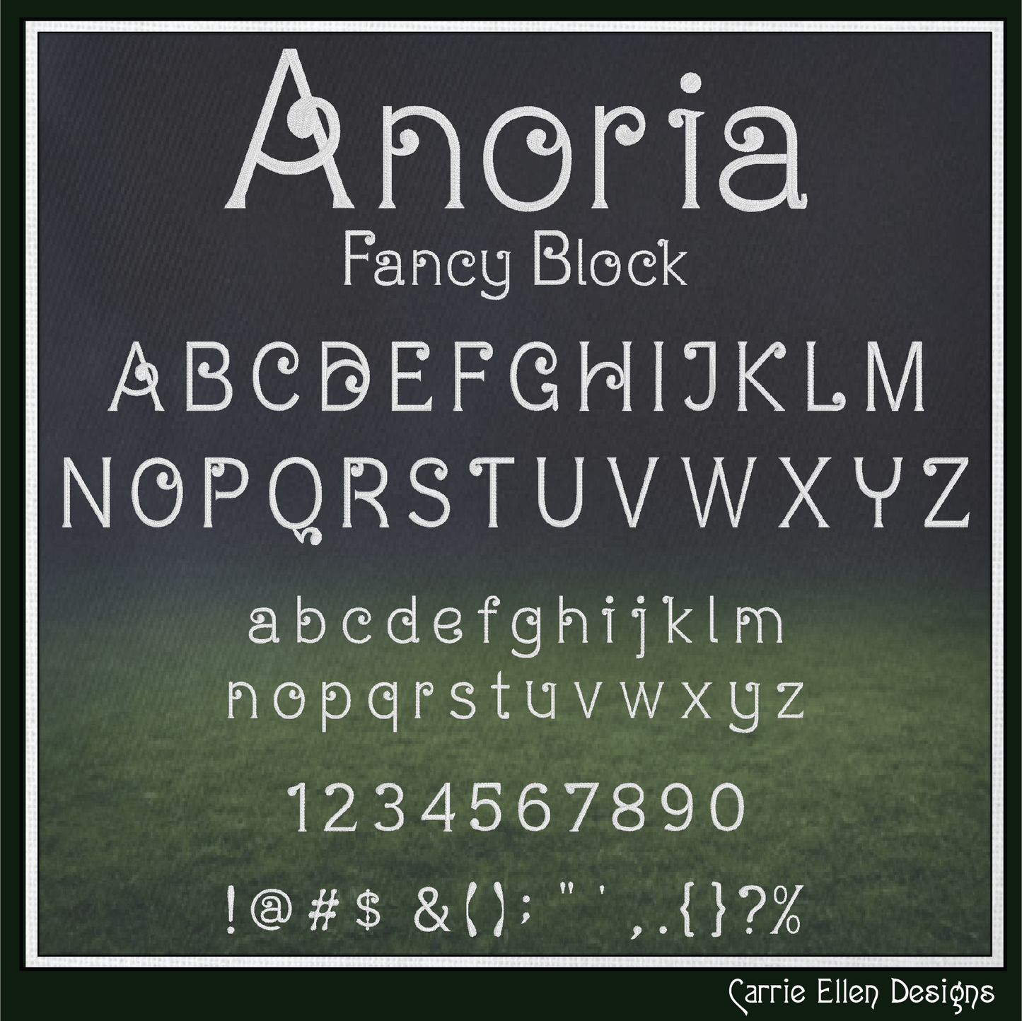 Anoria Fancy Block BX Fonts and Lettering Stitch Files, Artistic Style Alphabet Machine Embroidery (3846)