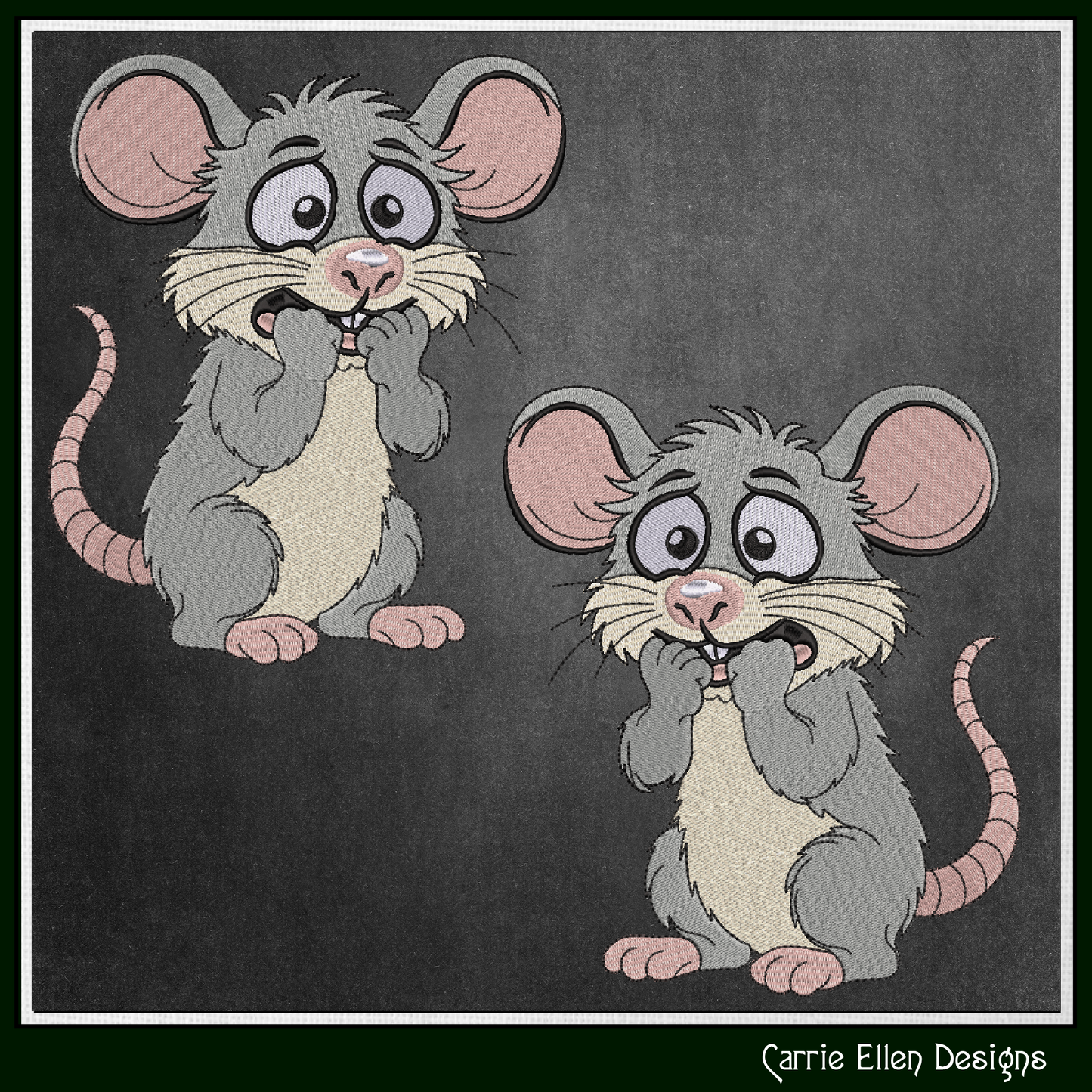 Anxious Mouse – Funny Cartoon Mouse Machine Embroidery Design | Quirky Nervous Character, 6 Sizes (3847)