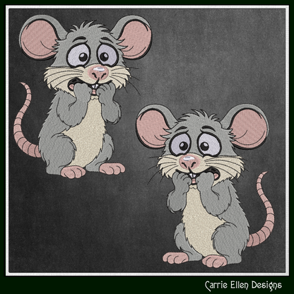 Anxious Mouse – Funny Cartoon Mouse Machine Embroidery Design | Quirky Nervous Character, 6 Sizes (3847)