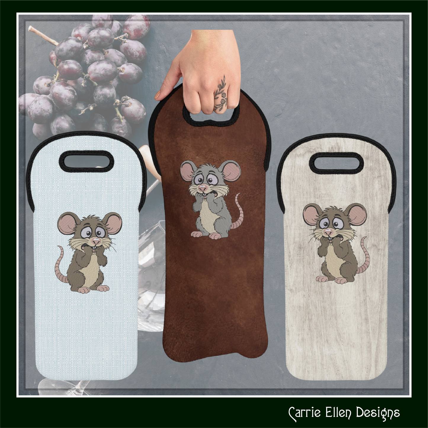 Anxious Mouse – Funny Cartoon Mouse Machine Embroidery Design | Quirky Nervous Character, 6 Sizes (3847)