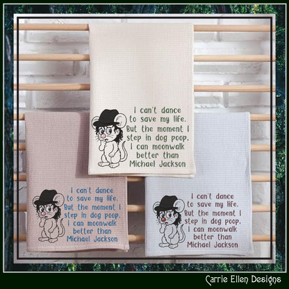 I Can’t Dance to Save My Life Funny Mouse Machine Embroidery Design | Sarcastic Humor Saying, 6 Sizes (3850)