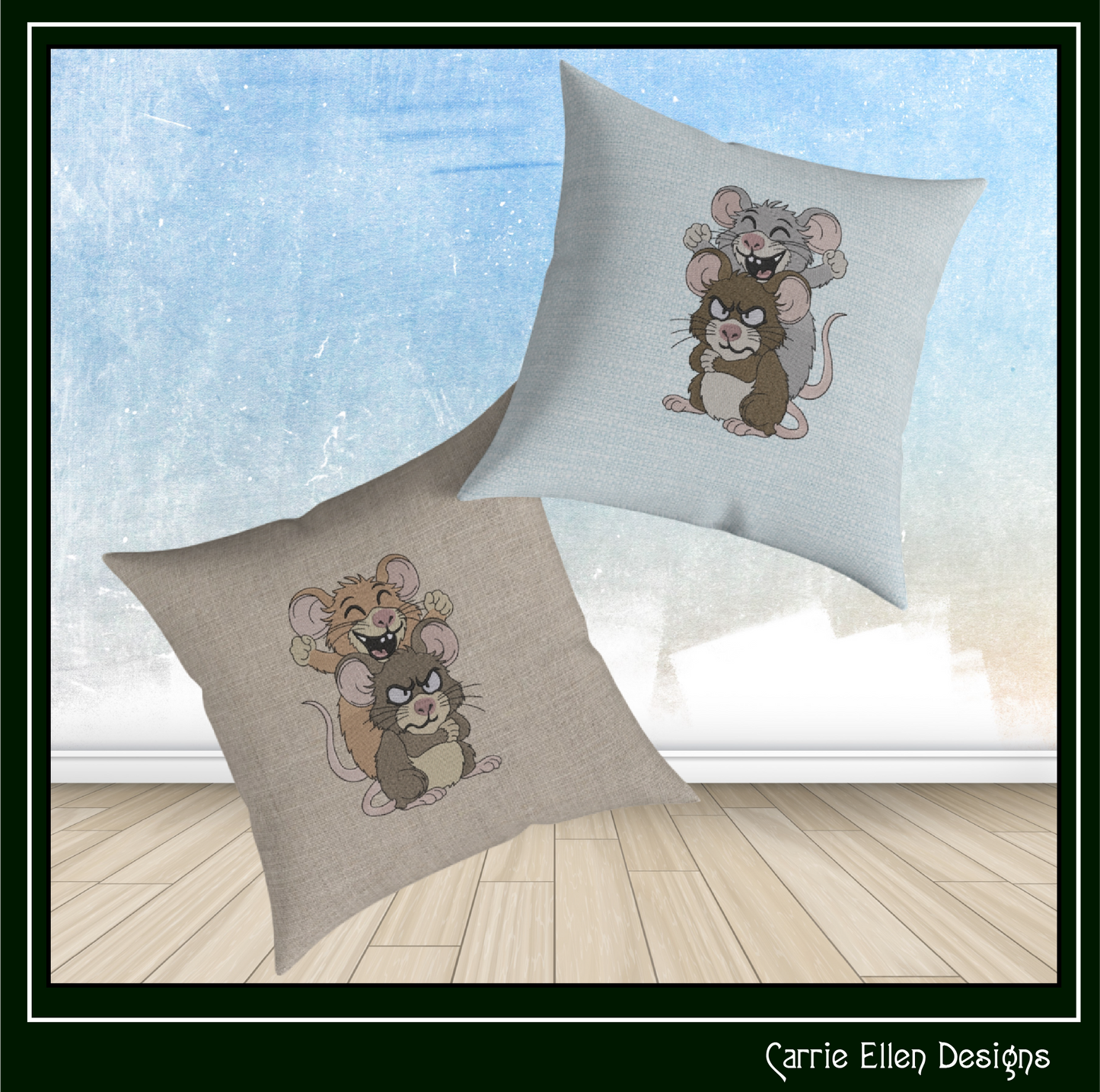 Funny Sarcastic Mouse Duo Machine Embroidery Design | Attitude Cartoon Mice Stitch File, 6 Sizes (3853)