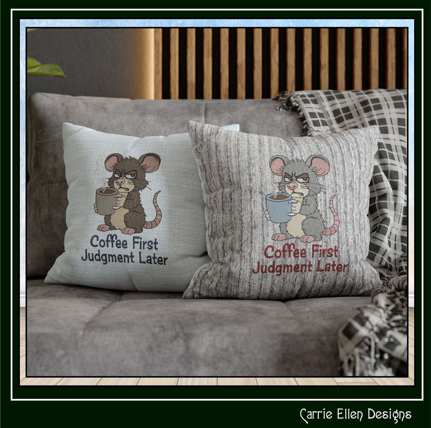 Coffee First Judgement Later Machine Embroidery Design, Sarcastic Humor Saying, 6 Sizes (3854)