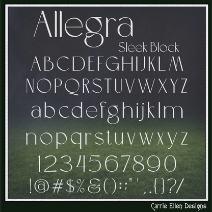 Allegra BX Fonts and Lettering Stitch Files, Sleek Block Style Alphabet Machine Embroidery (3855)