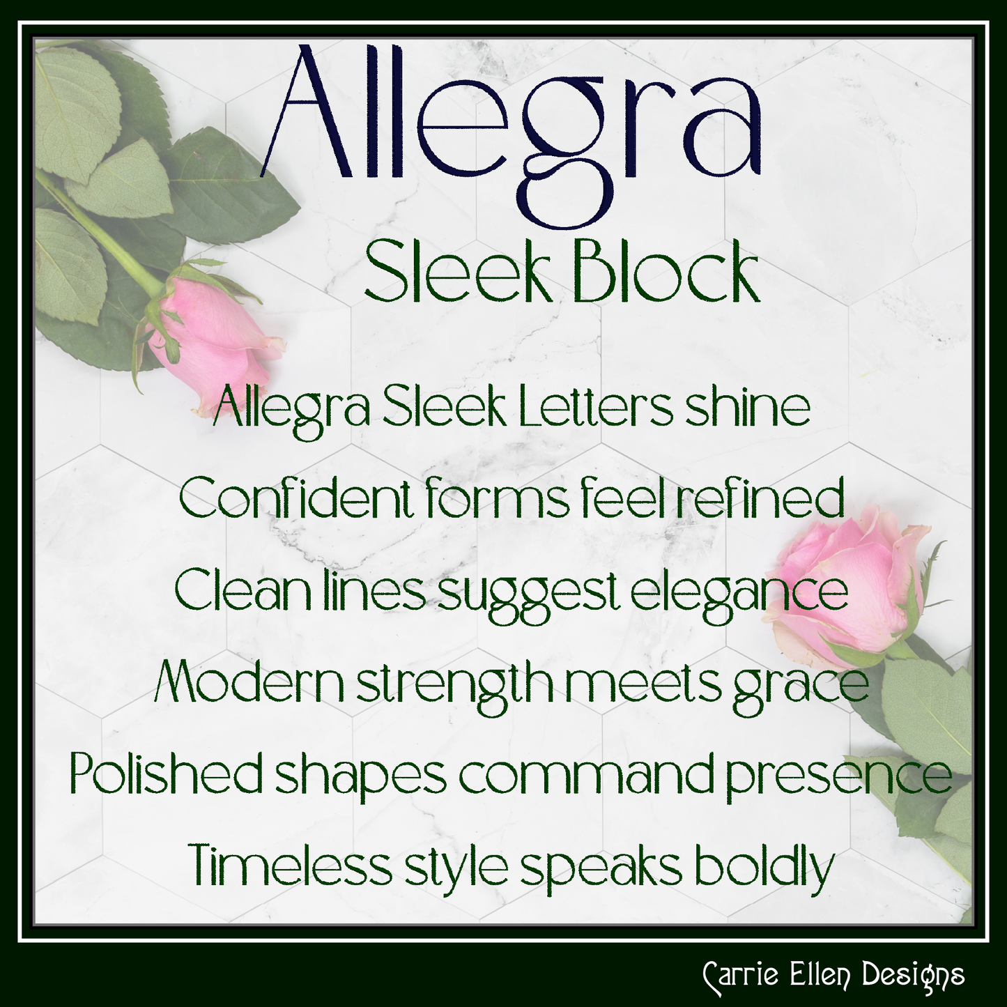 Allegra BX Fonts and Lettering Stitch Files, Sleek Block Style Alphabet Machine Embroidery (3855)