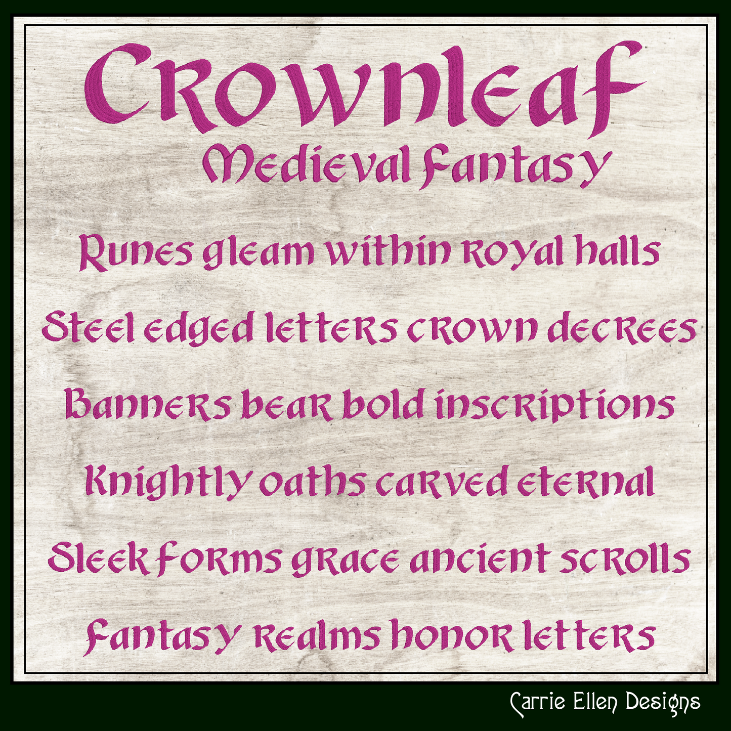 Crownleaf BX Fonts and Lettering Stitch Files, Medieval Fantasy Style Alphabet Machine Embroidery (3859)