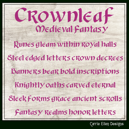 Crownleaf BX Fonts and Lettering Stitch Files, Medieval Fantasy Style Alphabet Machine Embroidery (3859)