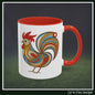 Colorful Rooster Accent Coffee Mug – Abstract Farmhouse Animal Embroidery Styled Print | 11oz & 15oz Ceramic (P-6081)