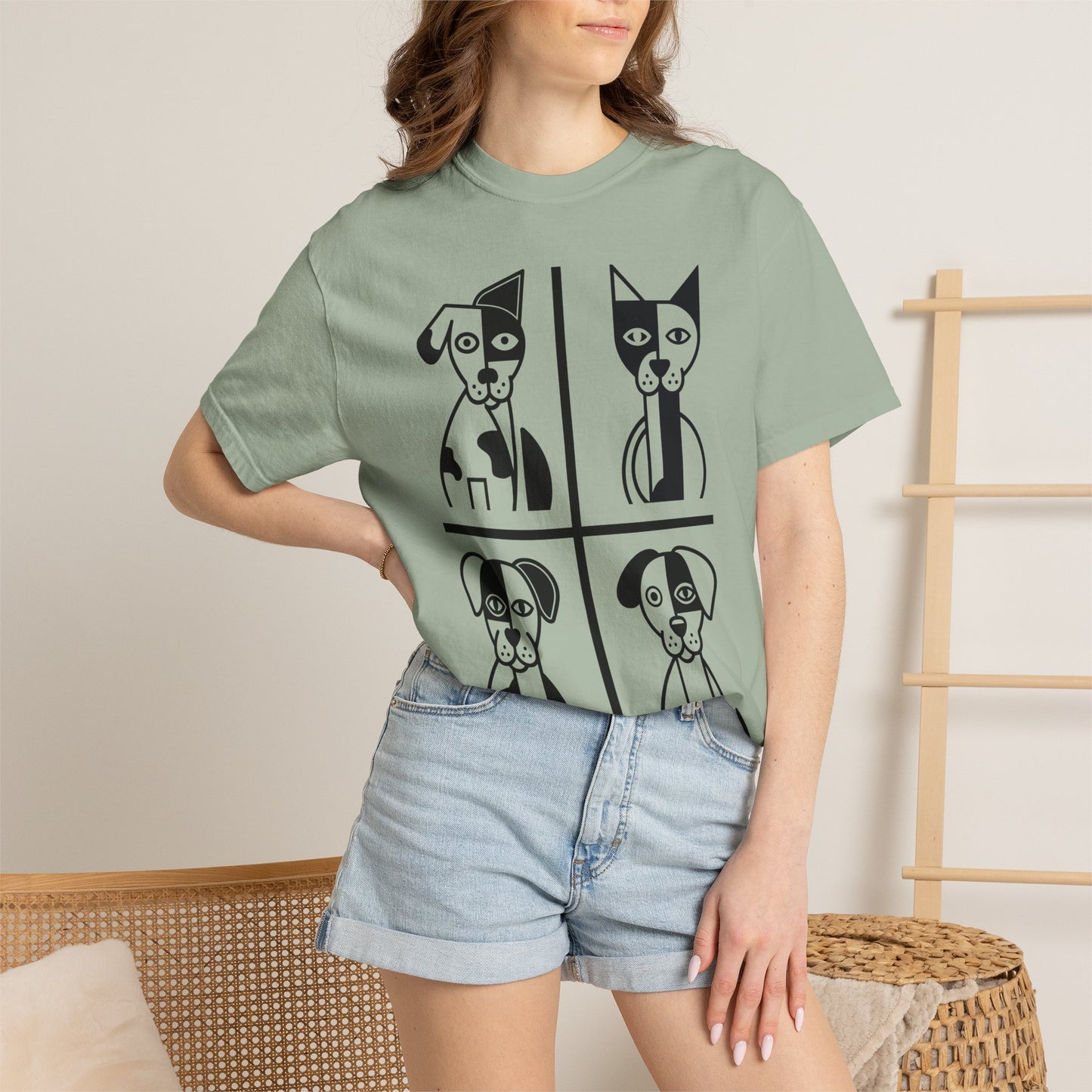 Geometric Dog Comfort Colors® T-Shirt | Minimalist Garment Dyed Tee,  10 Colors (4280)