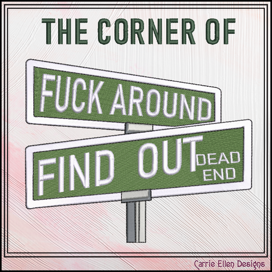Corner of Bad Decisions Road Sign Machine Embroidery Design | Adult Humor (3900)