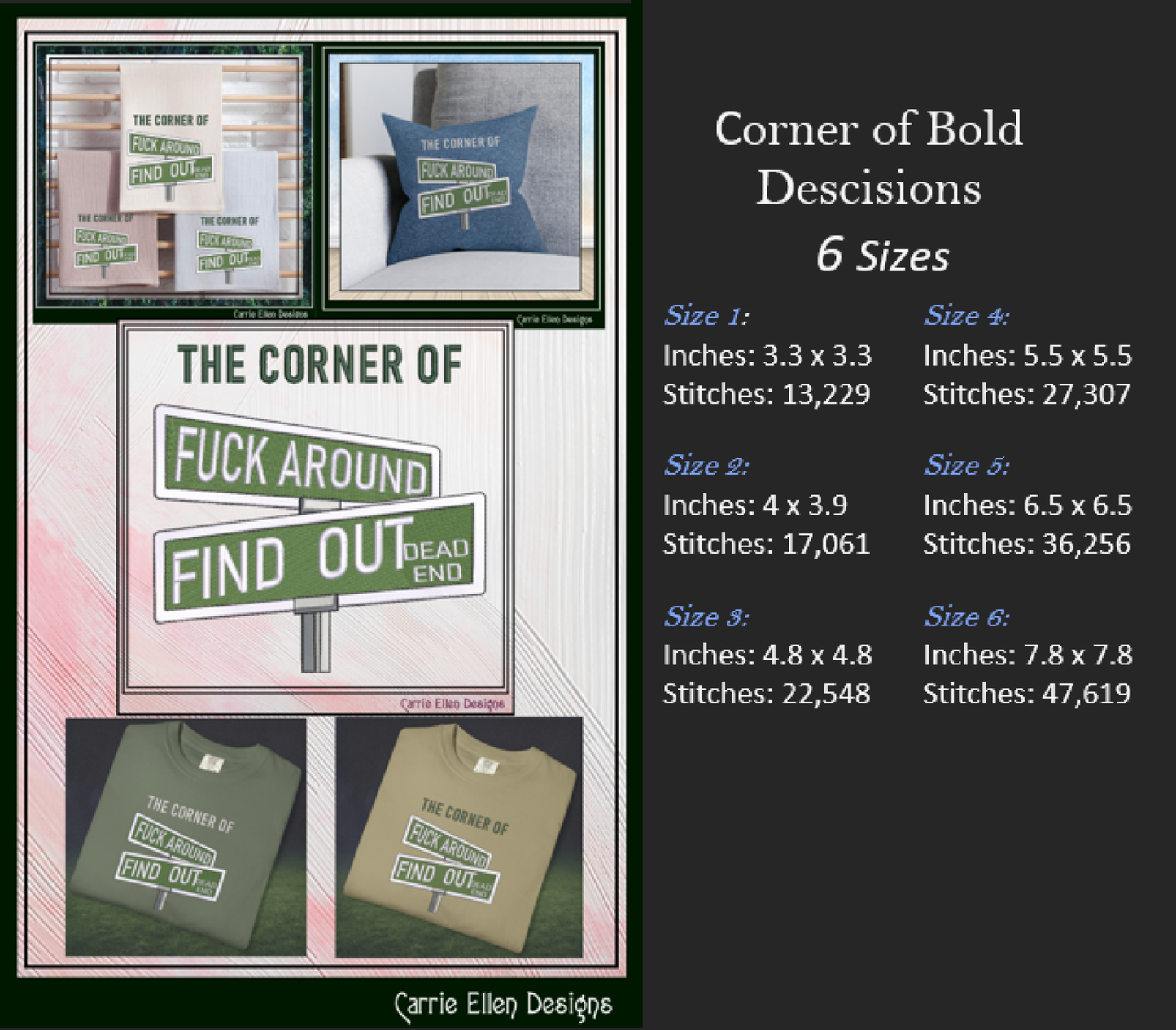 Corner of Bad Decisions Road Sign Machine Embroidery Design | Adult Humor (3900)