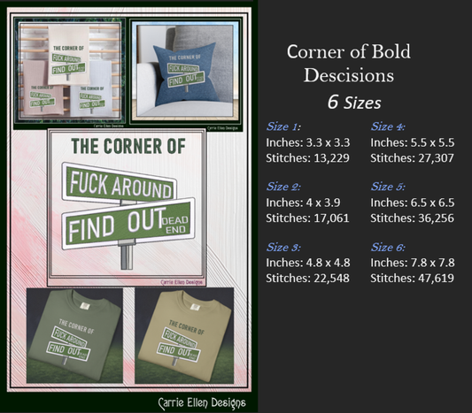 Corner of Bad Decisions Road Sign Machine Embroidery Design | Adult Humor (3900)