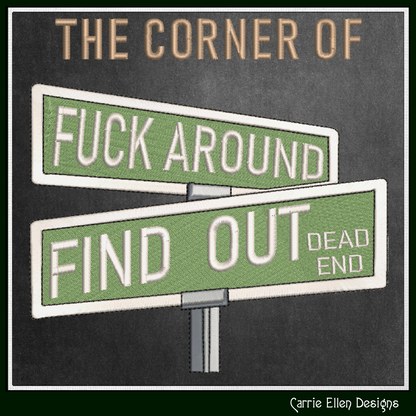 Corner of Bad Decisions Road Sign Machine Embroidery Design | Adult Humor (3900)
