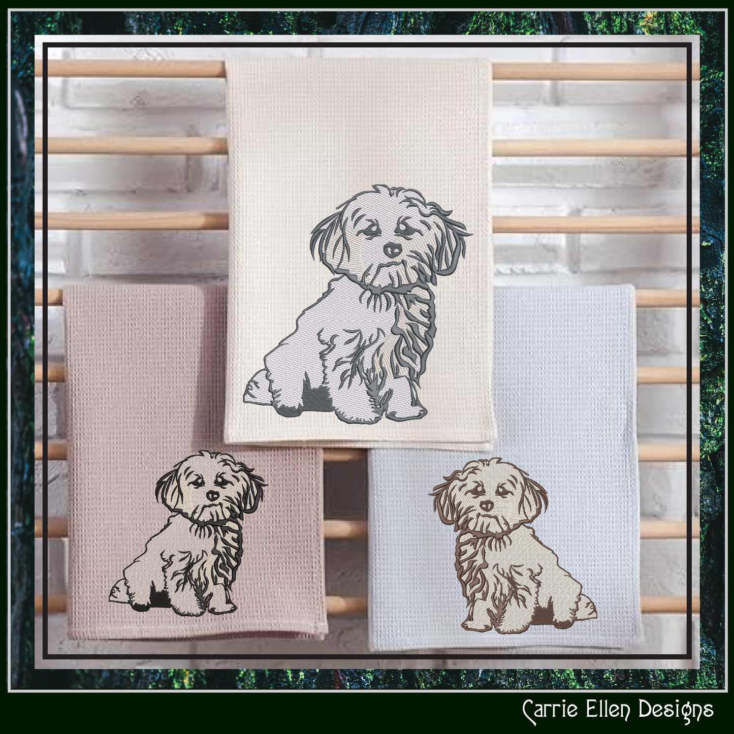 Maltese Puppy Machine Embroidery Design | Cute Dog Embroidery Pattern, 6 Sizes (3931)