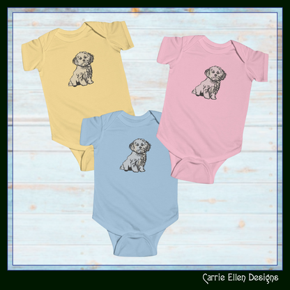 Maltese Puppy Machine Embroidery Design | Cute Dog Embroidery Pattern, 6 Sizes (3931)