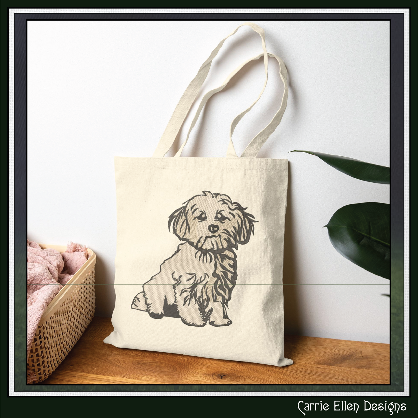 Maltese Puppy Machine Embroidery Design | Cute Dog Embroidery Pattern, 6 Sizes (3931)