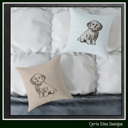 Maltese Puppy Machine Embroidery Design | Cute Dog Embroidery Pattern, 6 Sizes (3931)