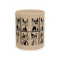 Geometric Cat Color Mug | Minimalist Cat 11oz Ceramic Coffee Mug | 8 Color Choices (4276)