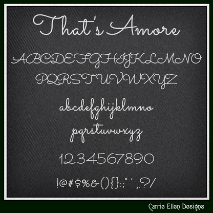 That’s Amore BX Font & Lettering Stitch Files | Handwritten Script Alphabet Machine Embroidery Font (3981)