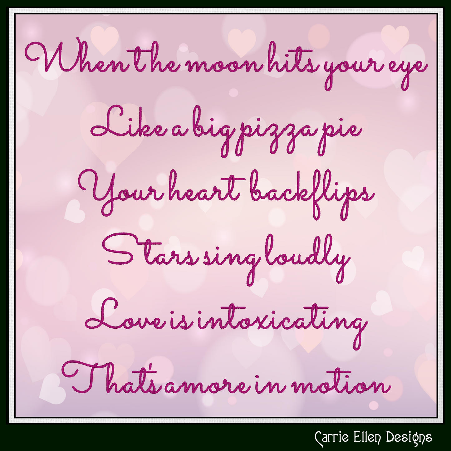 That’s Amore BX Font & Lettering Stitch Files | Handwritten Script Alphabet Machine Embroidery Font (3981)