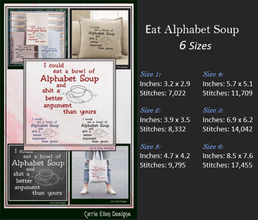 Alphabet Soup Argument Machine Embroidery Design | Sarcastic Adult Humor Quote, 6 Sizes (3987)