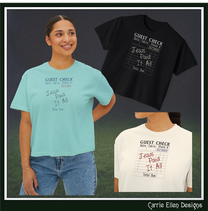 Jesus Paid It All Machine Embroidery Design | Faith Quote Guest Check Stitch File, 6 Sizes (3988)