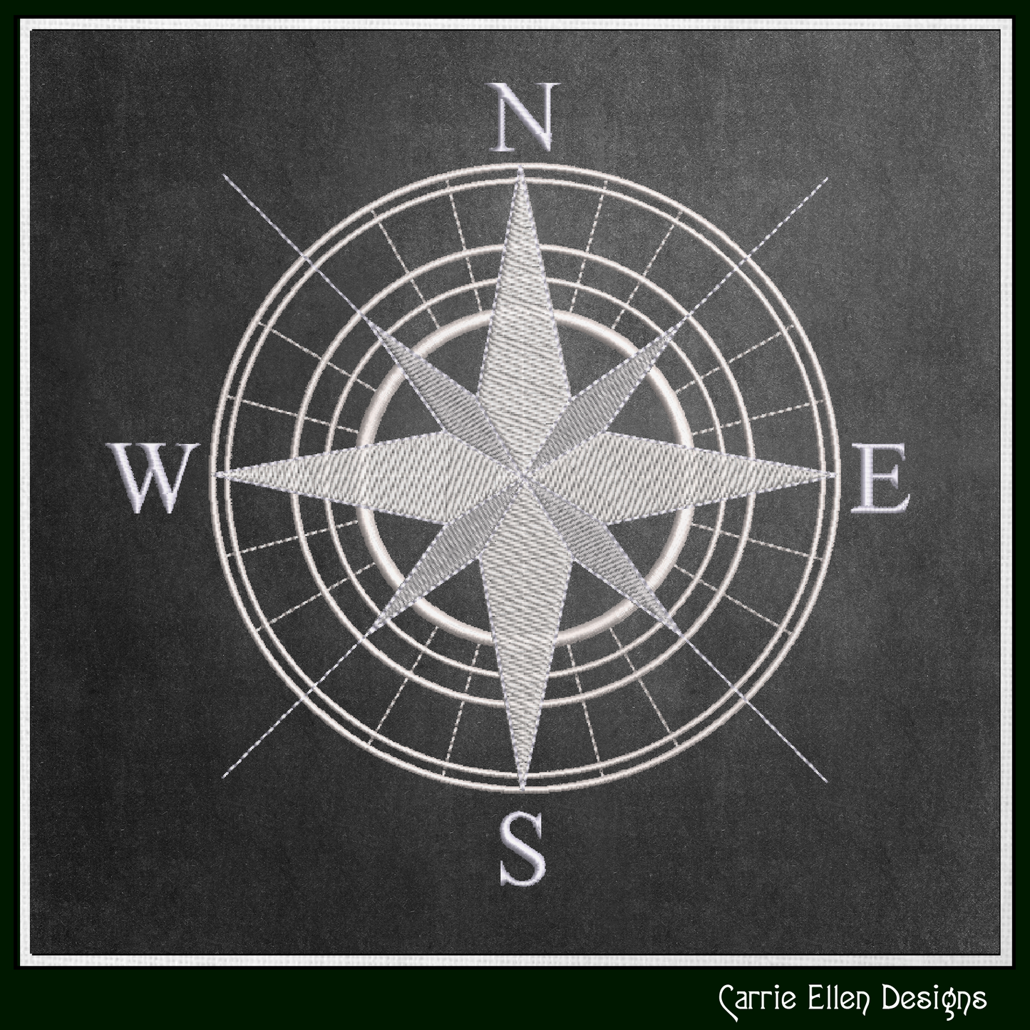 Compass Rose Machine Embroidery Design | Nautical Map Compass Stitch File, 6 Sizes (3993)